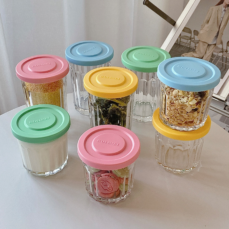 Food Storage Freezer Containers - Color Cover Glass Sealed Tank Storage