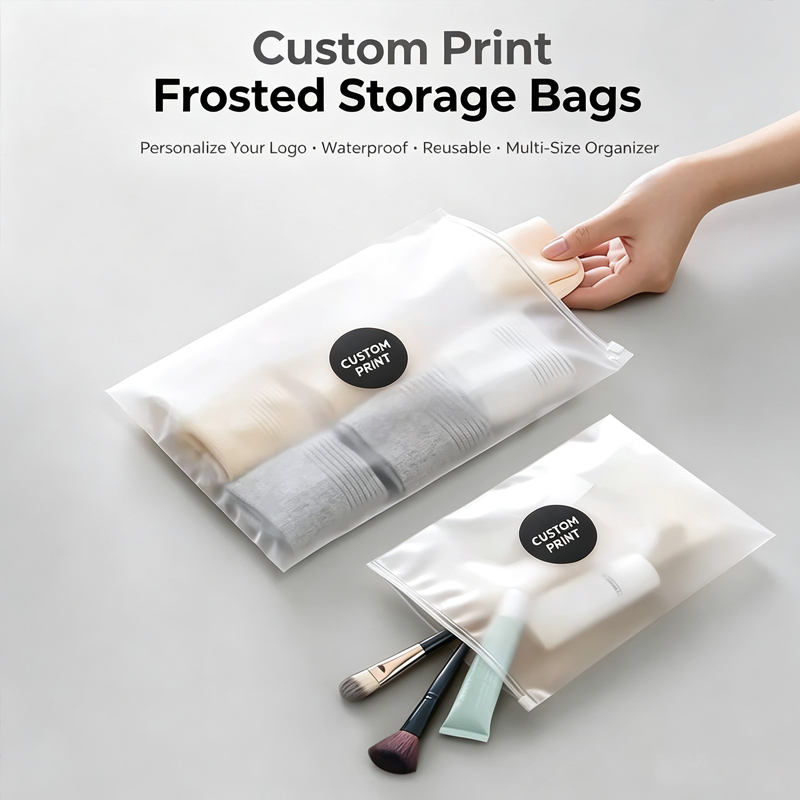 Food Storage Bags Reusable - Custom Logo Print Frosted Zipper Bags