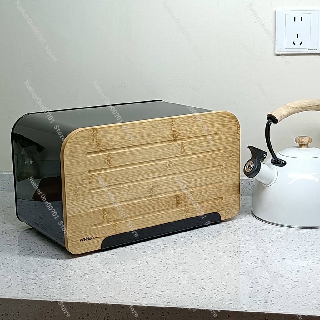 Kitchen Bread Box with Bamboo  - Food Storage Box Stainless Steel ulasan dan harga