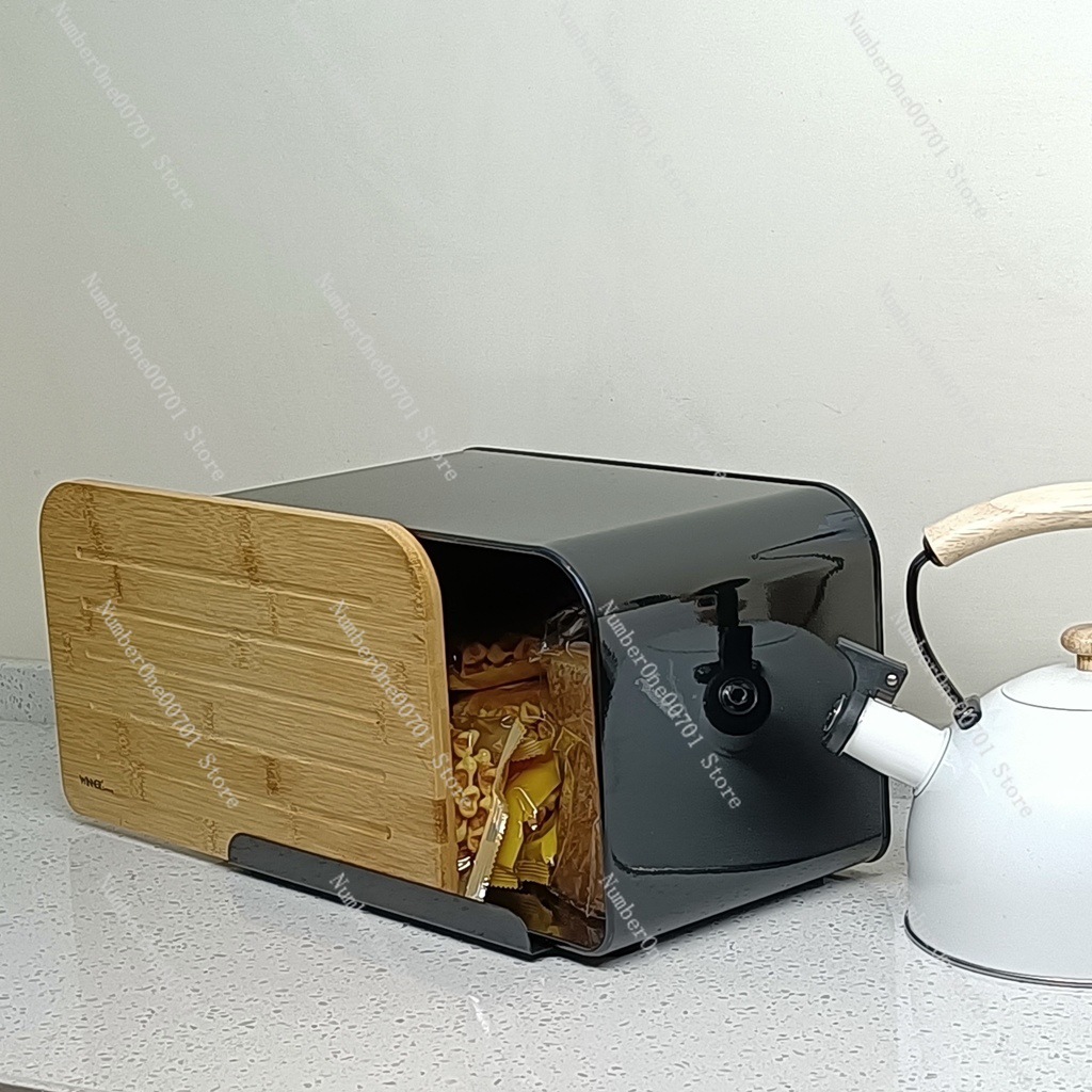 Kitchen Bread Box with Bamboo  - Food Storage Box Stainless Steel ulasan dan harga
