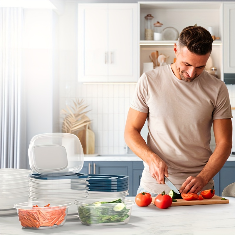 A Set of 6 Transparent Stackab - Food Storage Plastic Containers With Lids ulasan dan harga