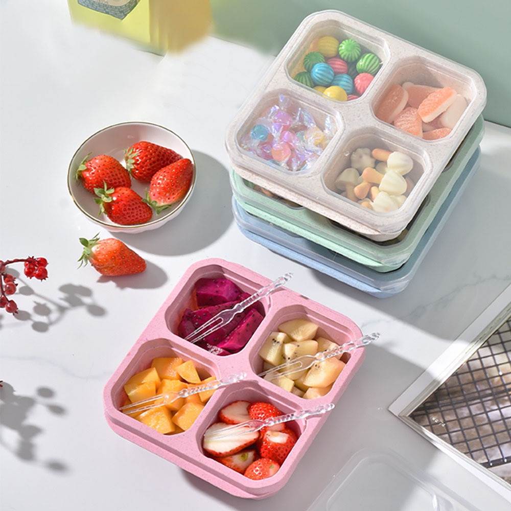 1pc Reusable Wheat Straw 4 Com - Food Storage Drawer Organizer ulasan dan harga