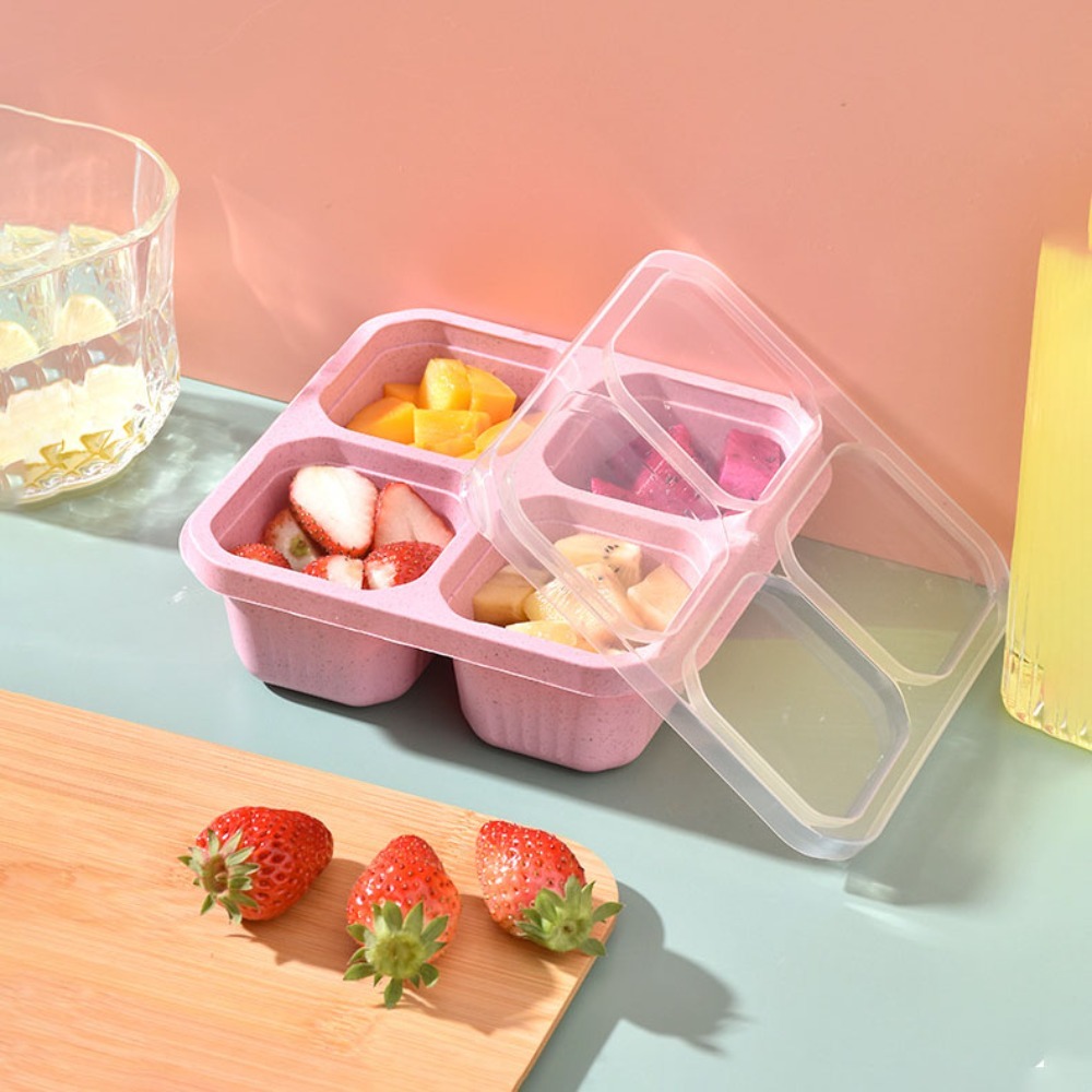 1pc Reusable Wheat Straw 4 Com - Food Storage Drawer Organizer ulasan dan harga