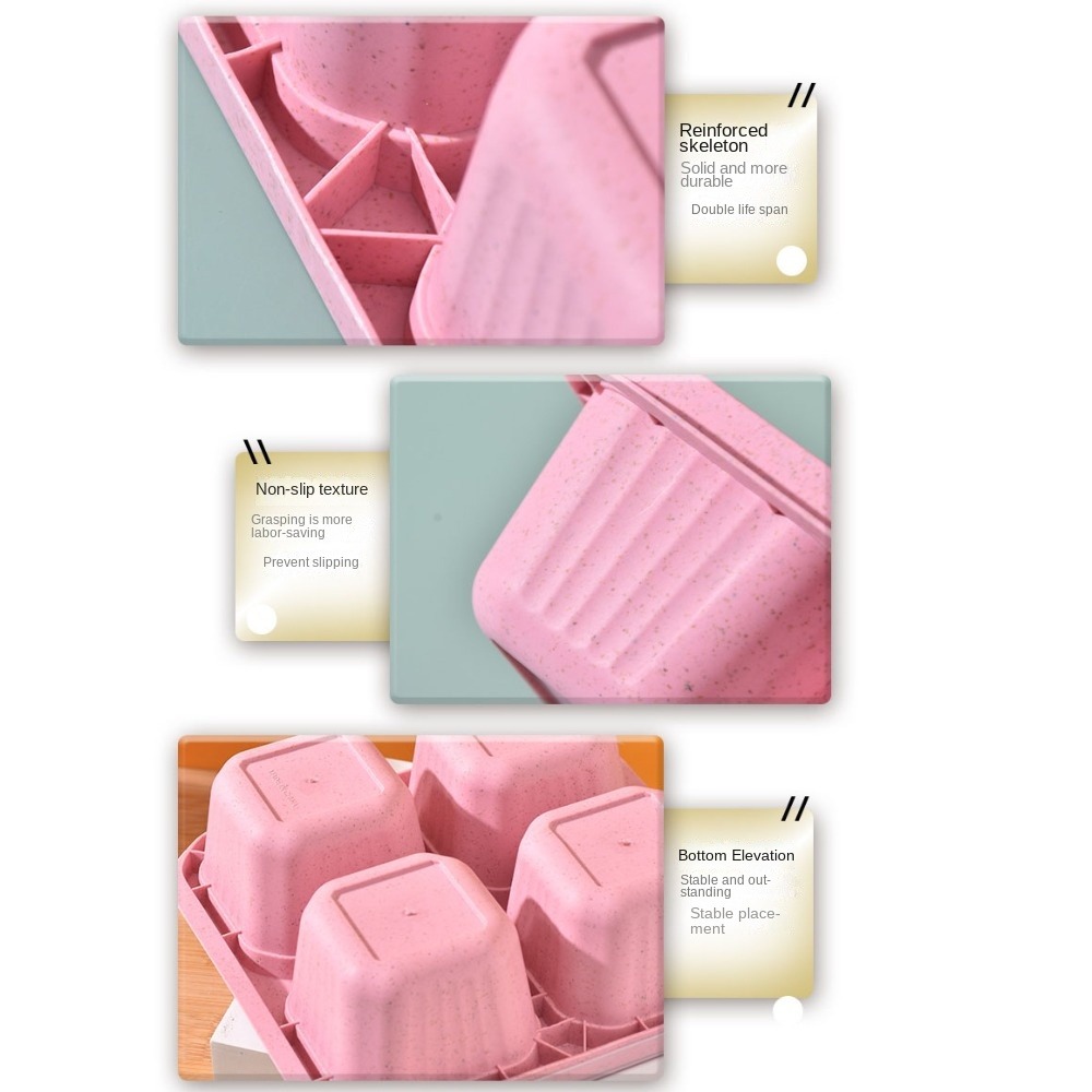 1pc Reusable Wheat Straw 4 Com - Food Storage Drawer Organizer ulasan dan harga