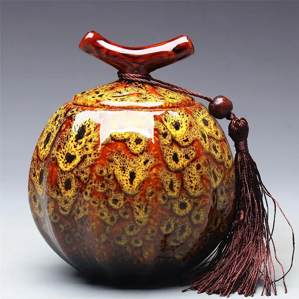 Pumpkin Style Tea Jar Ceramic  - Food Storage Yellow ulasan dan harga
