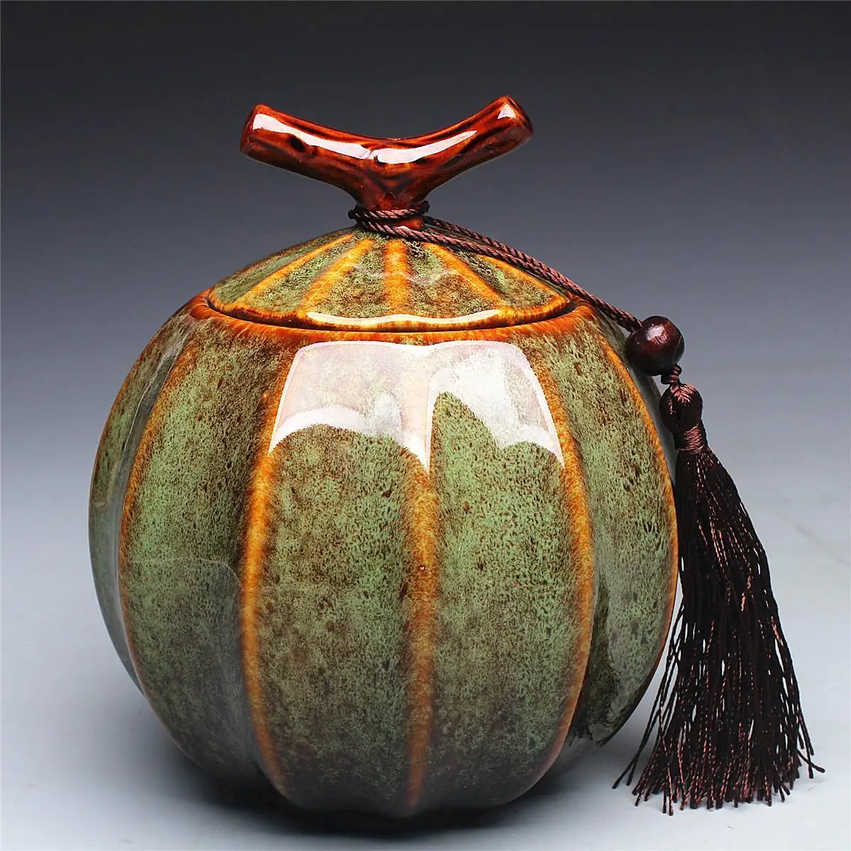 Pumpkin Style Tea Jar Ceramic  - Food Storage Yellow ulasan dan harga