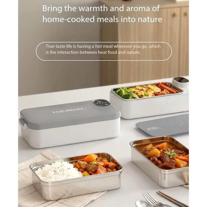 Portable Heated Lunch Box 304  - Food Storage Box Stainless Steel ulasan dan harga