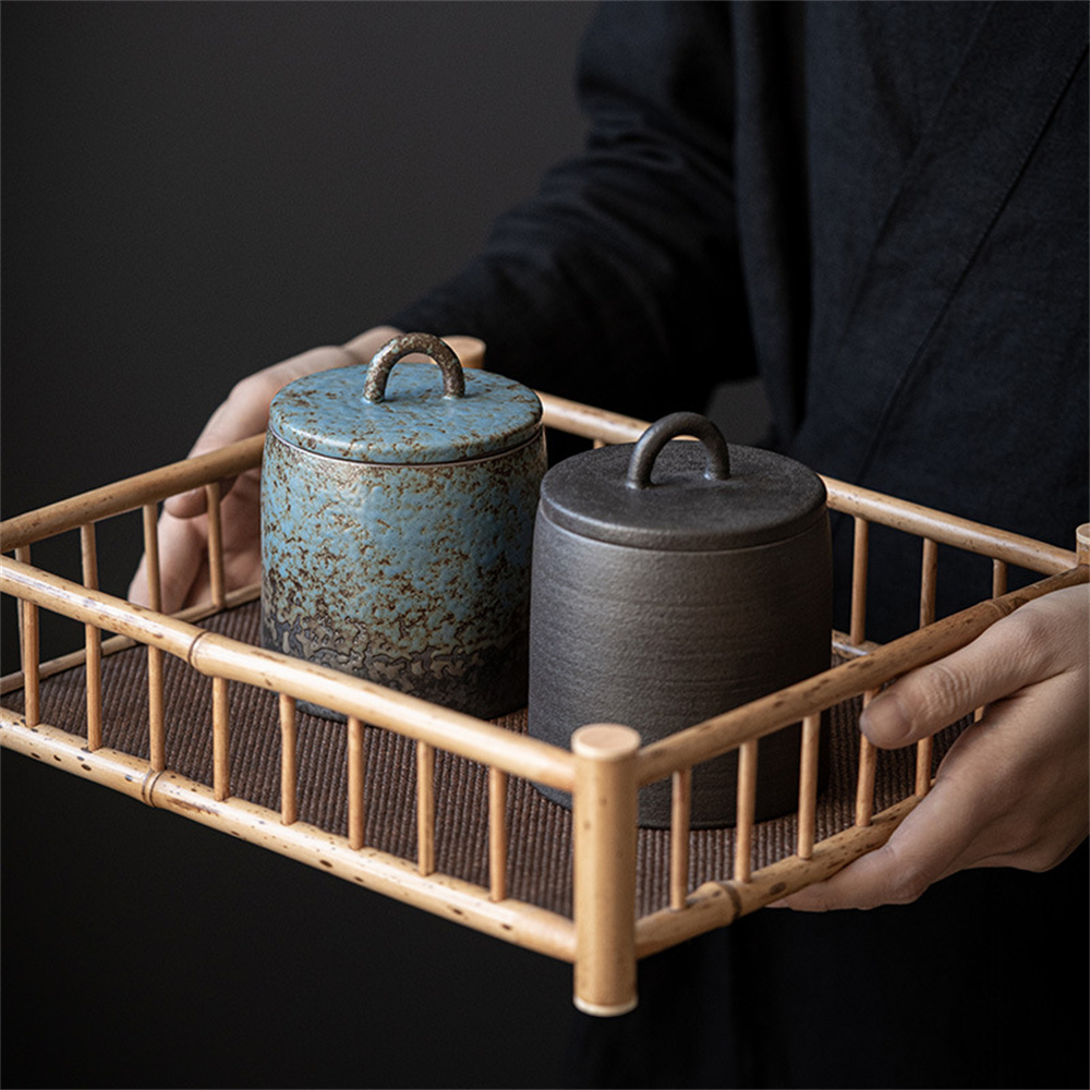 Ceramic Tea Caddy Sealed Jar S - Food Storage With Dividers ulasan dan harga