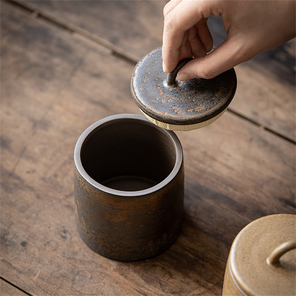 Ceramic Tea Caddy Sealed Jar S - Food Storage With Dividers ulasan dan harga