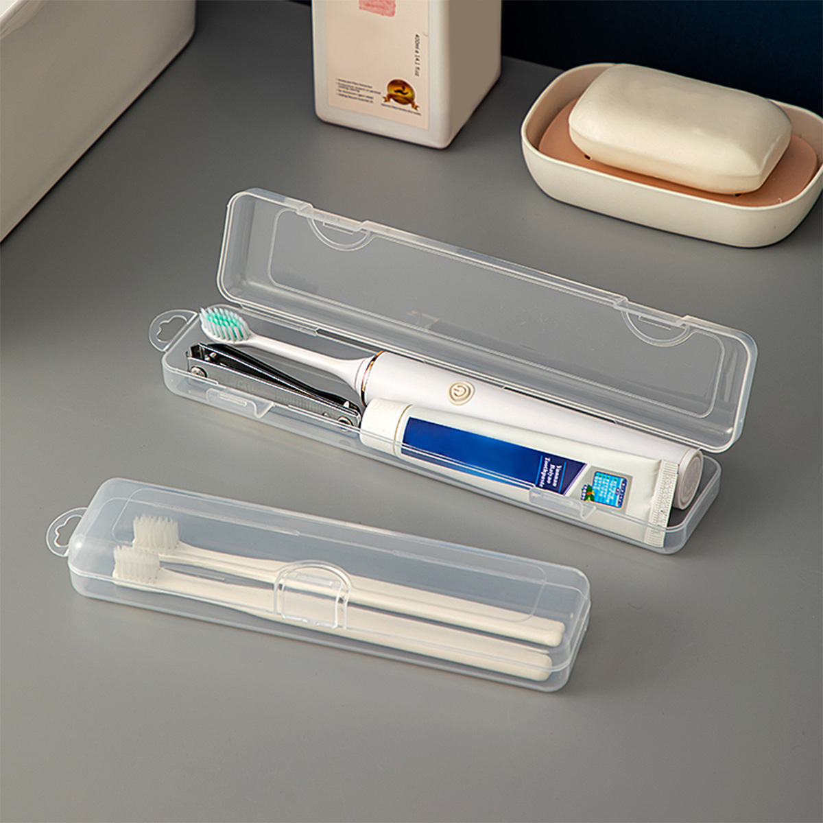WORTHBUY Toothbrush Box Transp - Food Storage With Dividers ulasan dan harga