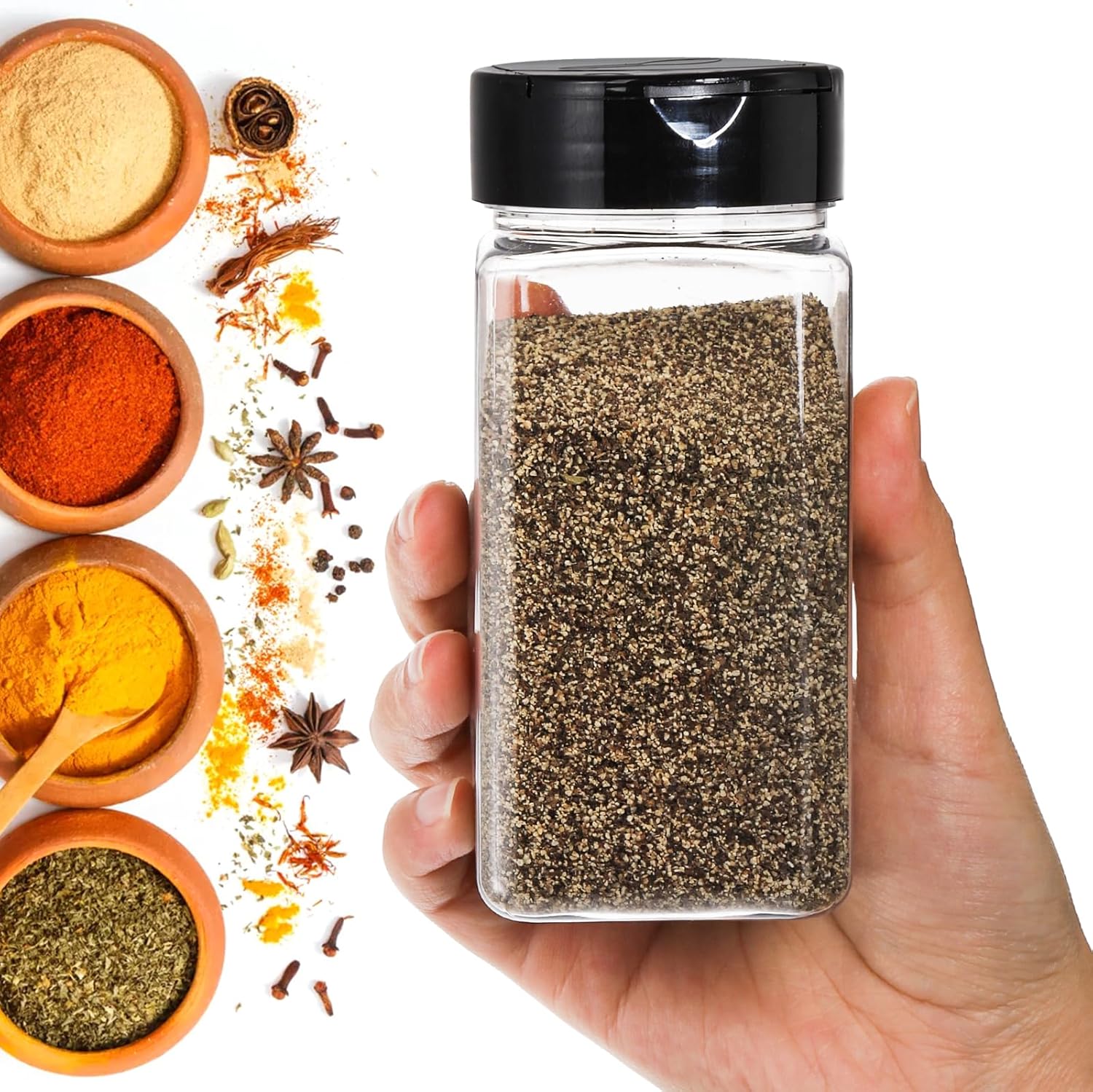 Square Large Plastic Spice Jar - Food Storage Large ulasan dan harga