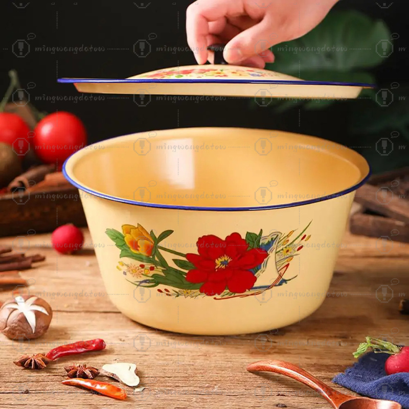 Food Storage Pot Enamel Basin  - Food Storage Yellow ulasan dan harga
