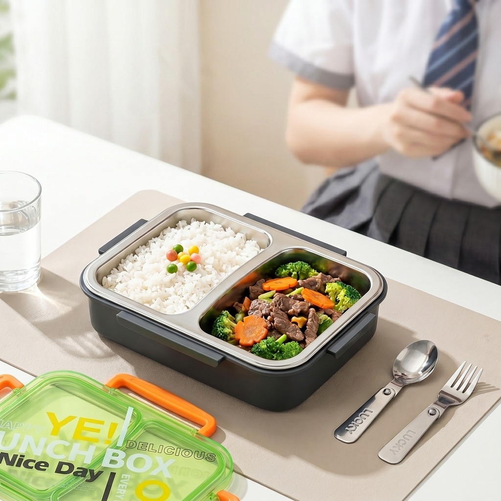Microwavable 304 Stainless Ste - Food Storage With Dividers ulasan dan harga